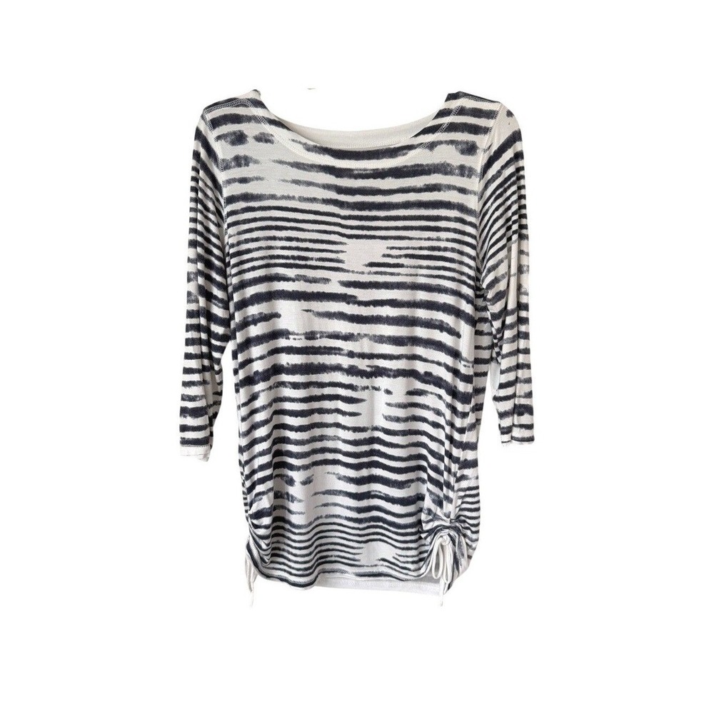 French Dressing Fitted T-Shirt Cinch Side Seams‎ Painted Stripes Casual S
